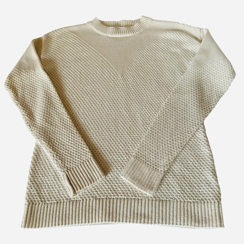 Sablyn Harper Cream Cotton Cashmere Sweater XS Seed Knit Minimal